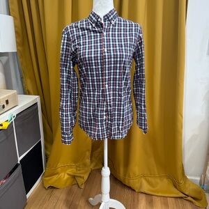 J. Crew Men's Plaid Slim Untucked Flex Washed Shirt - Navy, Burgundy, and White